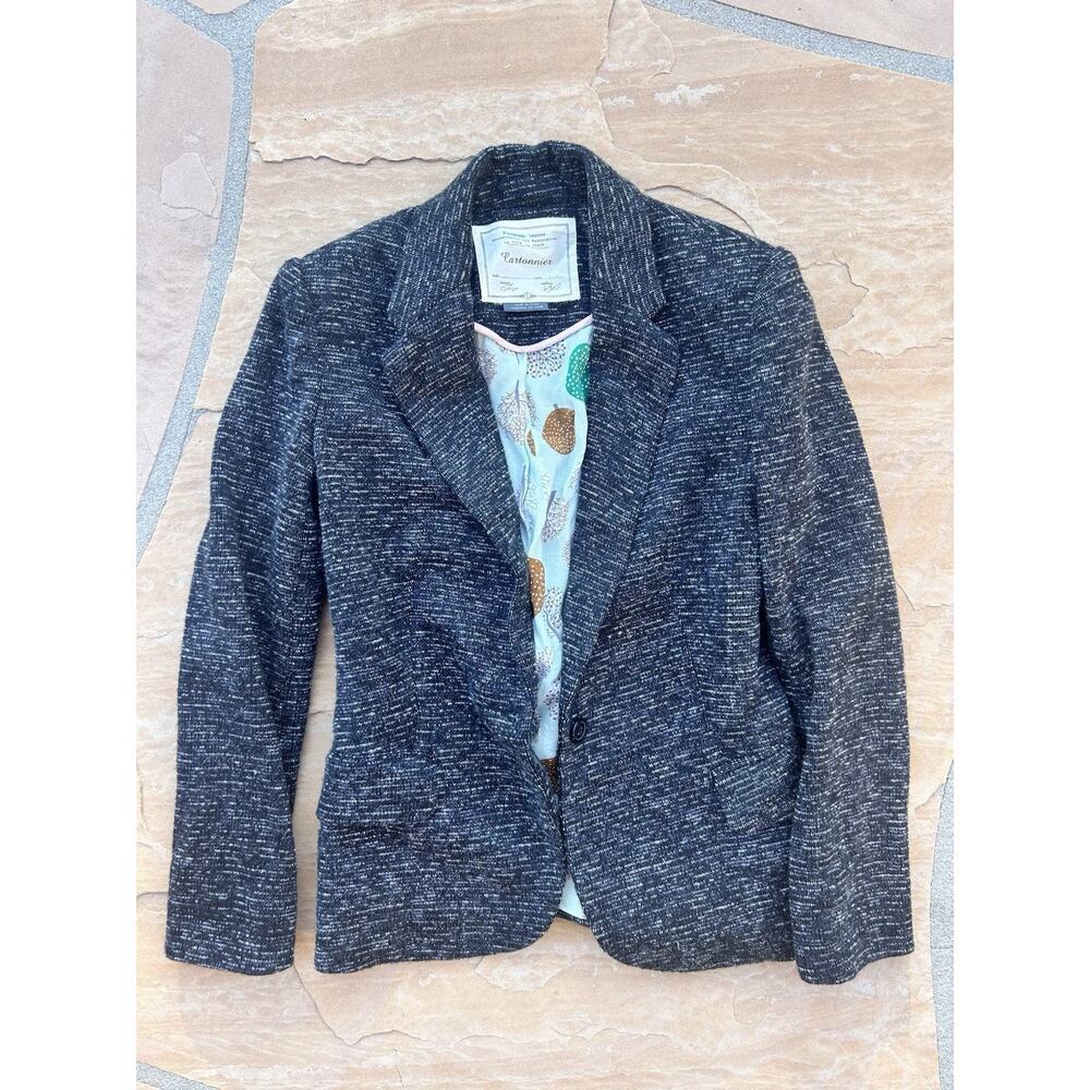 Women's Heathered Black Single-Button Blazer Jacket